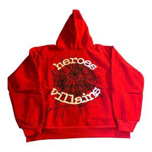 Sp5der X Metro Boomin Heroes and Villains Collab Black Hoodie Red